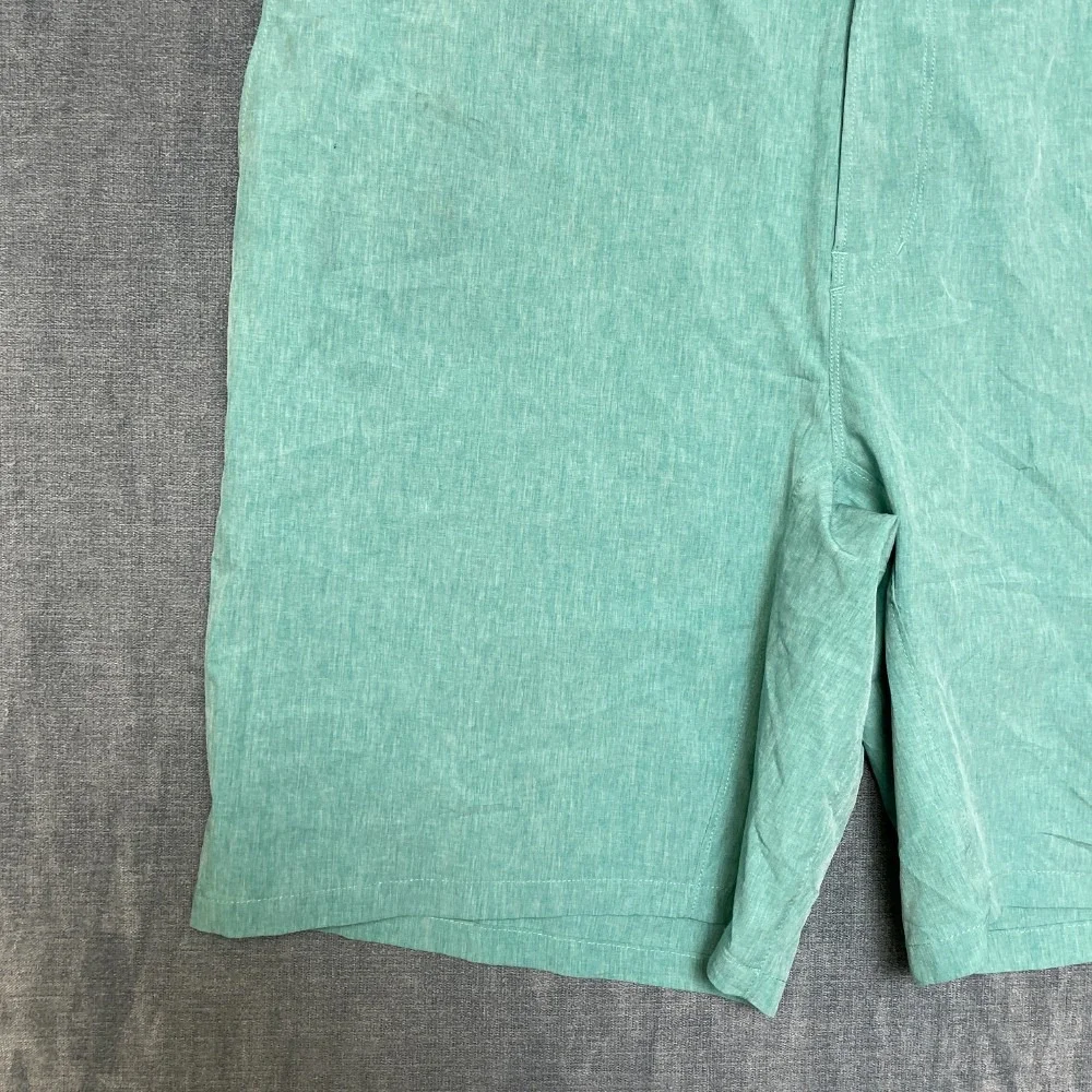 Nike Swim Board Shorts 38 Aqua Green Swoosh Logo Flat Front Slash Pockets Summer